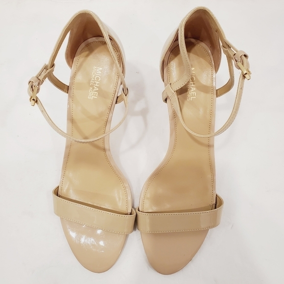 NEW MICHAEL Michael Kors SIMONE Strappy Leather Pumps OYSTER - Picture 3 of 6